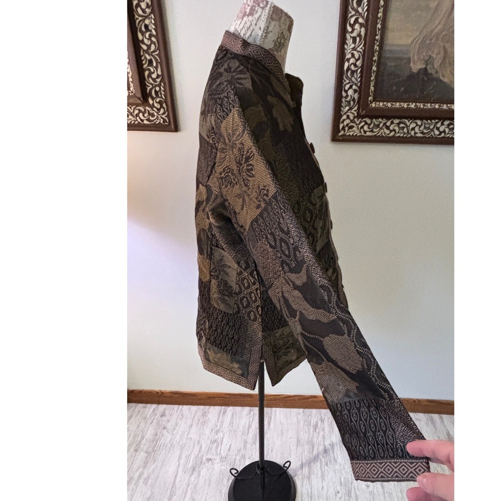 Tudor Court Patchwork Jacket Blazer Womens Size M Kimono Style Buttons - Picture 8 of 10